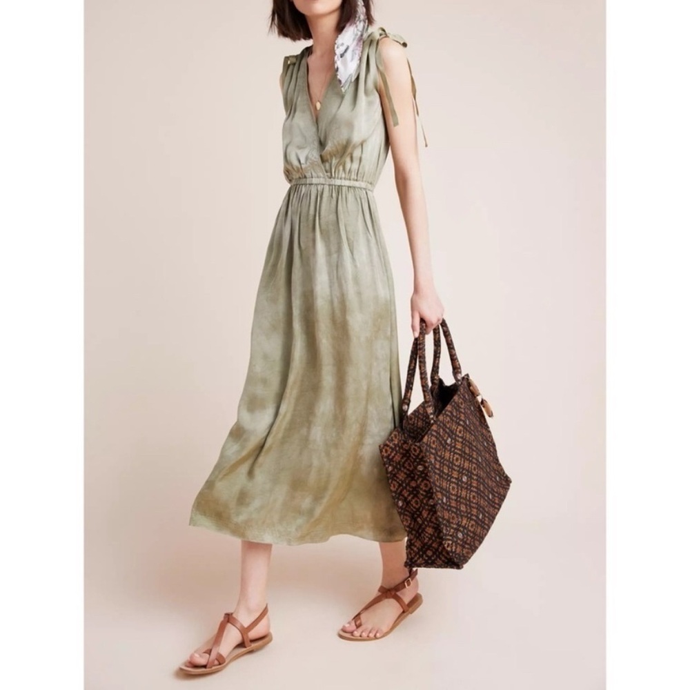 Frye. - Women’s Viscose draw string shoulder sleeveless maxi dress light green S - Picture 2 of 12